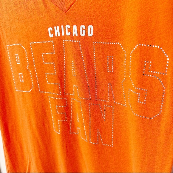 Victoria Secret PINK Chicago Bears T-Shirt Orange with Studs - Picture 3 of 4
